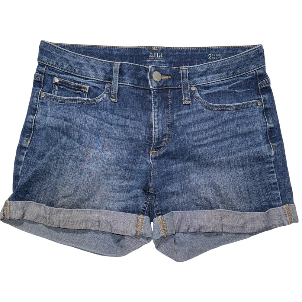 a.n.a Blue Denim Roll-Cuff Women's Shorts Sz 2